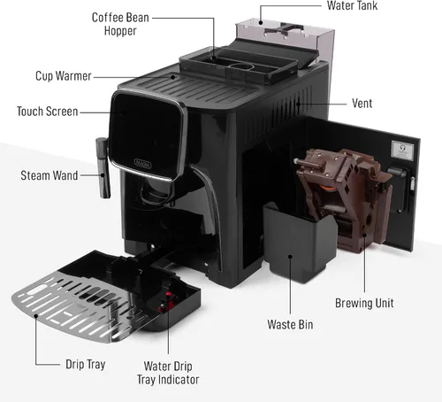 Miniatura 8 de Zulay Kitchen Magia Clasica - Máquina automática de café expreso con molinillo integrado, cafetera de panel táctil, espumador de leche con varita