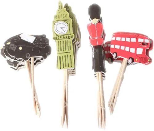 Miniatura 62 de Flairs New York Decoraciones Navideñas Banner Adornos para Pasteles Accesorios de Fiesta (Paquete de 6 Adornos para Cupcakes, Xmas #Snow Cinta Roja)