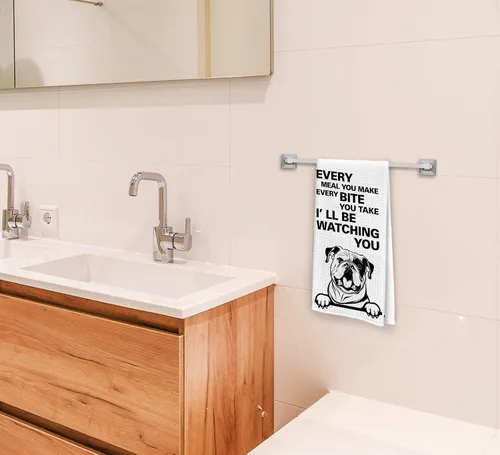 Miniatura 5 de Cada comida que haces cada bocado que tomas toallas de cocina, toallas de té divertidas, decoración de bulldog inglés, toallas de cocina decorativas
