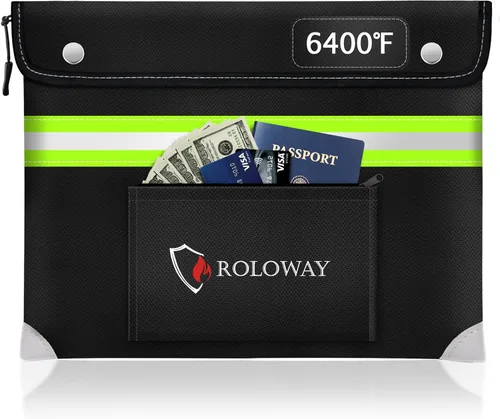 Miniatura 9 de ROLOWAY Bolsa de documentos ignífuga (14 x 11 pulgadas) con capa de papel de aluminio mejorada de 5200 ℉, bolsa ignífuga para documentos con tira