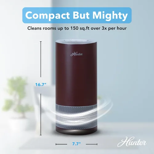 Miniatura 3 de Hunter HP450UV - Purificadores de aire redondos para el hogar, torre purificadora de aire True HEPA para mascotas, olores, alérgenos, humo, polvo