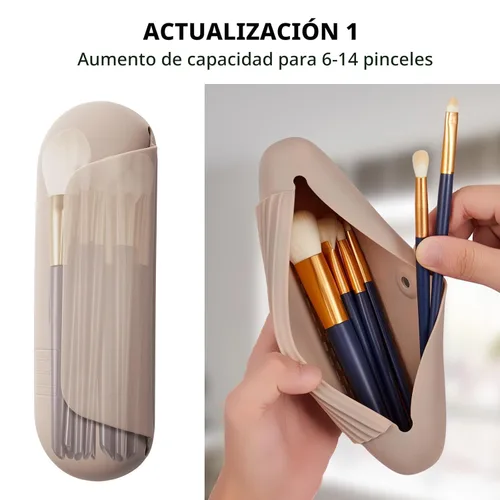 Miniatura 2 de AGIKET Soporte de silicona para brochas de maquillaje, bolsa de cosméticos de viaje: soporte suave y portátil para brochas cosméticas faciales