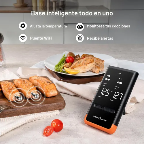 Miniatura 2 de ThermoMaven - Termómetro inteligente inalámbrico Bluetooth para carne: base independiente, termómetro WiFi inteligente con Sub-1G, precisión Sonda