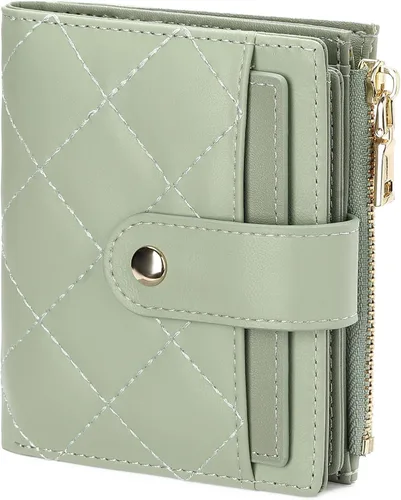 Miniatura 8 de GAEKEAO Cartera pequeña para mujer, de dos pliegues con bloqueo RFID, estuche para tarjetas de crédito con bolsillo con cremallera, A-Negro, Classic