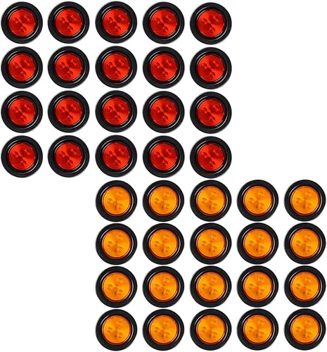 Miniatura 17 de Astra Depot Luz trasera redonda roja de 4 pulgadas, 12 luces LED para remolque, impermeable, lámpara trasera de freno con juntas de goma con ojales