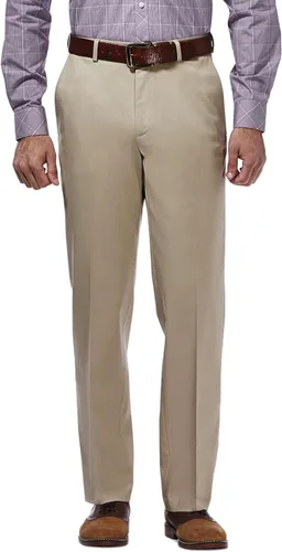 Miniatura 16 de Haggar Pantalón casual para hombre de alta calidad, sin planchado, color caqui, ajuste clásico, parte delantera plana