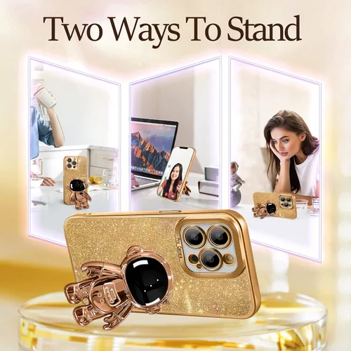 Miniatura 139 de Buleens Funda para iPhone 11 Pro Max Astronauta, Fundas Transparentes para iPhone 11 ProMax con Papel con Purpurina y Soporte de Astronauta, Mujeres
