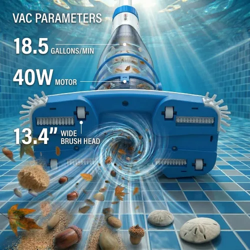 Miniatura 2 de Aspiradora de piscina para piscinas sobre el suelo y piscinas enterradas, actualización 2026 para motor, limpiador de mano recargable Consciot