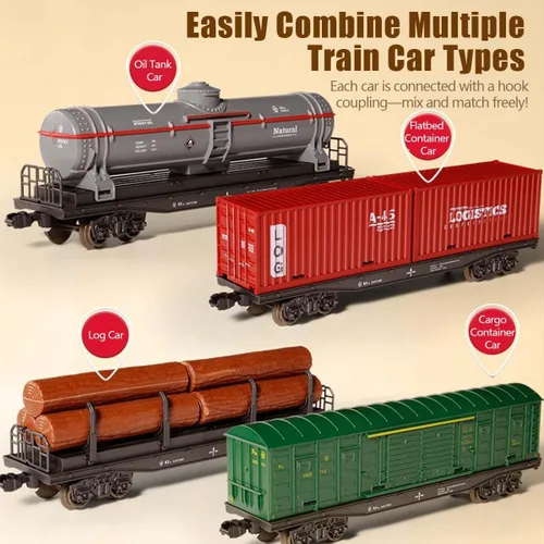 Miniatura 8 de Tren de Navidad eléctrico RC modelo con carro y pista larga, (modelo 62904B/versión de control remoto)