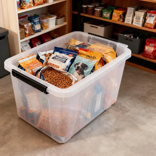 Miniatura 6 de Caja de almacenamiento de 30 litros, transparente, juego de 4 cubos de plástico con tapas