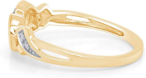 Miniatura 2 de Jewel Zone US - Anillo de compromiso con triple corazón de diamante natural blanco en oro de 14 quilates sobre plata de ley (0,03 quilates)