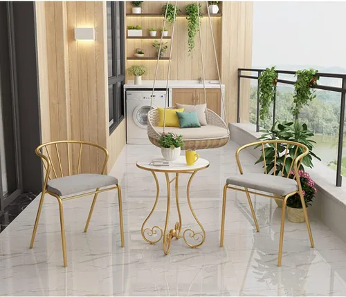 Miniatura 7 de Mesa de Centro Small Round Coffee Table for Living Room European-Style Side Table with Metal e Modern and Simple Sofa End Table for Balcony Small