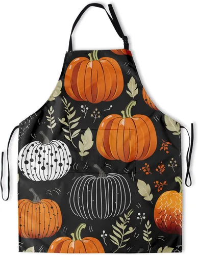 Miniatura 34 de Delantal con bolsillos, delantales para mujeres y hombres, delantal de cocina para cocinar, jardinería, servidor, camarera, pintura