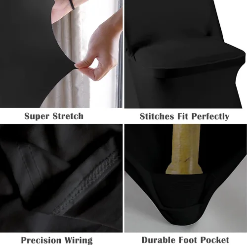 Miniatura 4 de Vencede 50 fundas para sillas de elastano elástico negro, fundas para sillas para bodas, protectores universales para sillas para fiestas