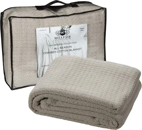 Miniatura 11 de HILLFAIR Manta 100% algodón peinado, manta de cama Twin XL, suave, acogedora, cálida, mantas multipropósito para decoración del hogar de lujo, 66 x