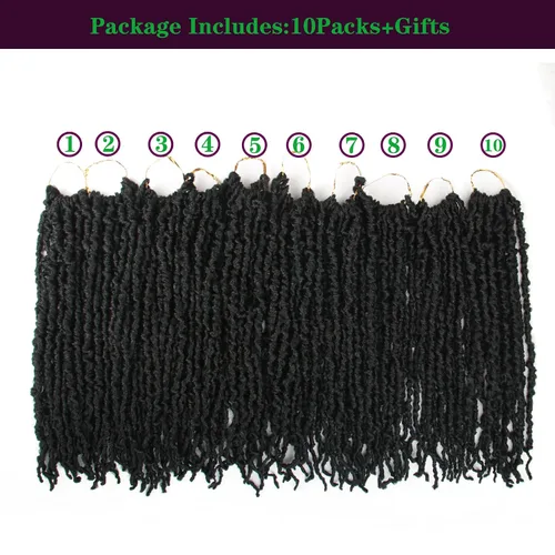 Miniatura 2 de Pelo sintético de ganchillo de 14 pulgadas, 10 paquetes de trenzas onduladas rizadas suaves desgastadas, extensiones de cabello sintético trenzado