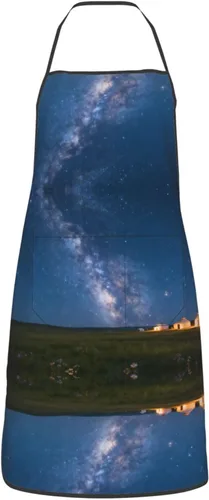Miniatura 13 de Delantal azul y rosa con bolsillos, delantales resistentes a las gotas de agua para mujeres y hombres, delantal ideal para uso doméstico