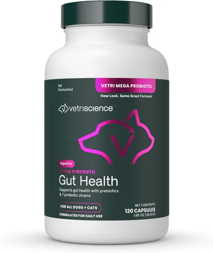 Miniatura 11 de VetriScience Suplementos digestivos probióticos y prebióticos extra fuertes para la salud intestinal para perros y gatos, gases, diarrea y apoyo