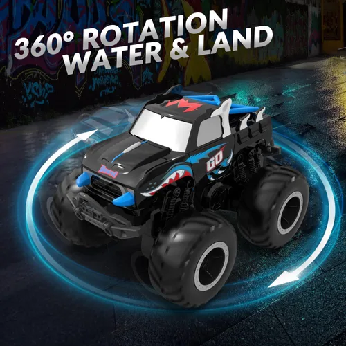 Miniatura 3 de STEMTRON - Coche de control remoto anfibio 2.4 GHz 1:20, vehículo RC todo terreno fuera de carretera, juguetes de piscina, barco de control remoto