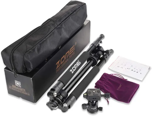 Miniatura 7 de Zomei Q555 - Trípode de cámara de 62.5 pulgadas, trípode de viaje portátil de aluminio ligero y compacto con cabezal de bola de 360 grados para Vlog