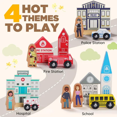 Miniatura 2 de SainSmart Jr. Juego de tren de madera de 112 piezas para niños pequeños – Pistas de tren de doble cara, compatibles con Brio, Thomas, Melissa & Doug