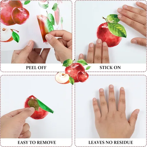 Miniatura 5 de Epakh 41 calcomanías de pared de limón, manzana, cereza y fresa, calcomanías para despegar y pegar, decoración de pared para gabinete de cocina