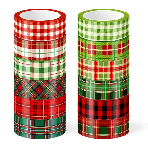 Miniatura 12 de Whaline 12 Rollos de Cinta Washi de Navidad Gris Estilo Granja Cinta Washi Surtida Xmas Cinta de Papel Decorativa de Enmascarar para Fiestas