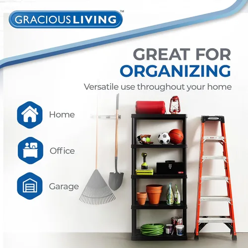 Miniatura 5 de Gracious Living Unidad de almacenamiento de 5 estantes de altura fija ventilada de servicio medio, 14 x 32 x 72 pulgadas, sistema organizador