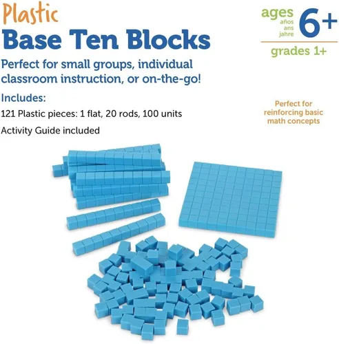 Miniatura 6 de Learning Resources Base Ten Blocks Smart Pack - 121 piezas, a partir de 6 años, grados 1+, juegos de matemáticas de primer grado, suministros