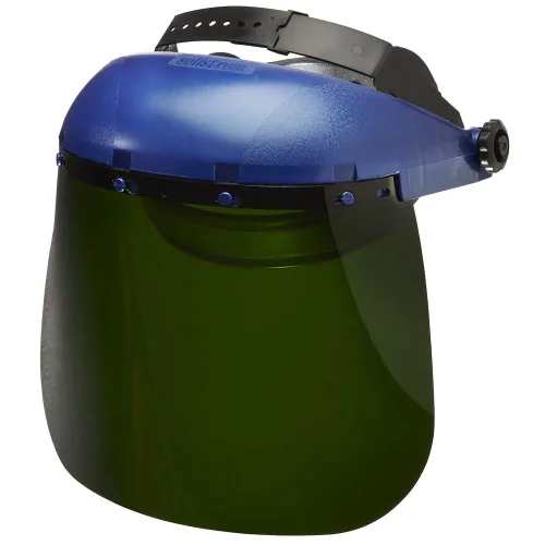 Sellstrom - Protector facial de plástico Serie 390 con corona y cierre de casco, color azul (varios tamaños y opciones de estilo)