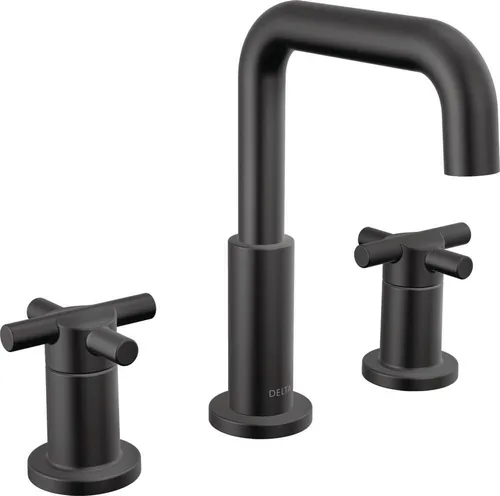 Miniatura 13 de Delta Nicoli - Grifo de baño negro mate/dorado cepillado de 3 agujeros, 8 pulgadas de grifo de lavabo de baño generalizado para tocador, conjunto