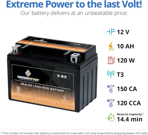 Miniatura 4 de YTX9-BS Power Sports batería de alto rendimiento.