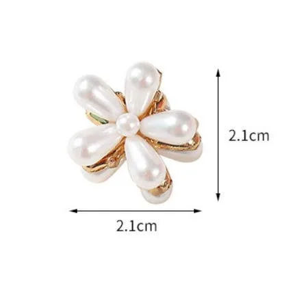 Miniatura 2 de 5 piezas de mini pinzas de perlas con diseño de flores para mujeres y niñas