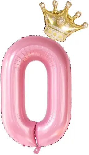 Miniatura 3 de Globos rosa claro del número 60 de 40 pulgadas con corona, globos de cumpleaños 60 para mujeres, decoraciones de cumpleaños de 60 pulgadas, globos