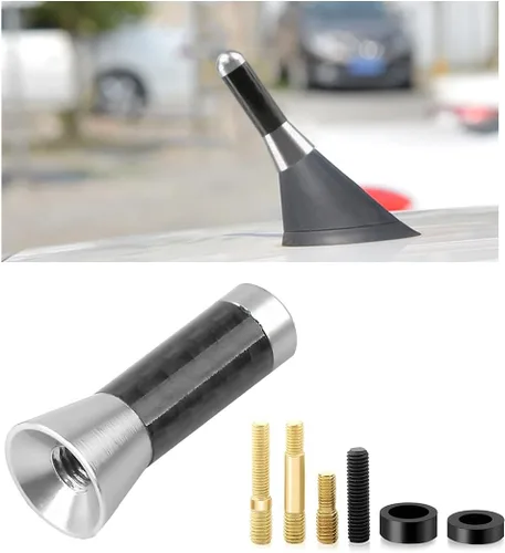 Miniatura 18 de KVAEY Antena corta para automóvil, antena aérea de aluminio rechoncha de 1.37 pulgadas con 4 tornillos y 2 juntas de goma, repuesto de antena de Azul