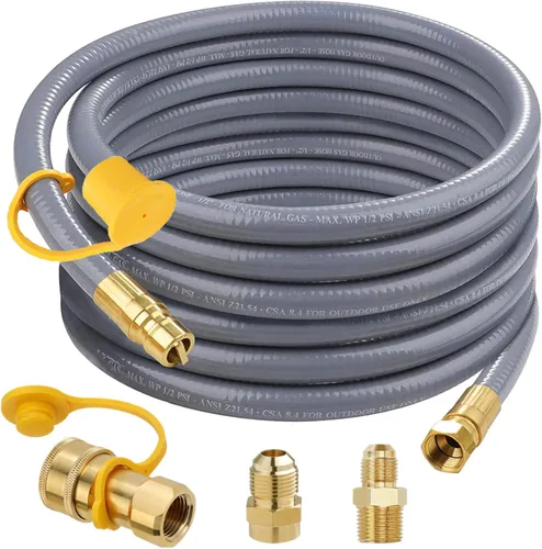 Manguera de gas natural de 1/2 de 36 pies para generador con accesorios de conexión rápida, manguera de línea de gas natural al aire libre para