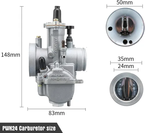Miniatura 4 de Carburador NIBBI PWK de 24 mm, carburador para motocicletas, compatible con ATV de 125 CC y 150 CC, go kart, moto de cross, pit bike, scooters SSR