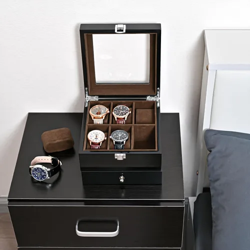 Miniatura 5 de ProCase Paquete de caja de reloj de 6 ranuras con 20 ranuras de acabado lacado caja de reloj