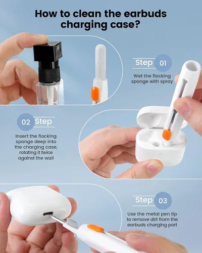 Miniatura 4 de Kit Limpiador para AirPod Pro 20 en 1 4 3 2 1 - Herramienta de Limpieza Multifunción para Auriculares, Teléfono, Laptop, Teclado, Pantalla - Punta