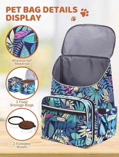 Miniatura 3 de BAGLHER Mochila de viaje para perros – Mochila de viaje desmontable para mascotas, bolsa para perros para viajar con 2 cuencos plegables de silicona