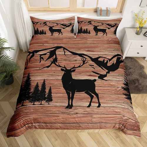 Miniatura 12 de Juego de funda de edredón de oso para niños, juego de ropa de cama de animales salvajes para niños, naturaleza, vida silvestre, oso, pájaro, juego