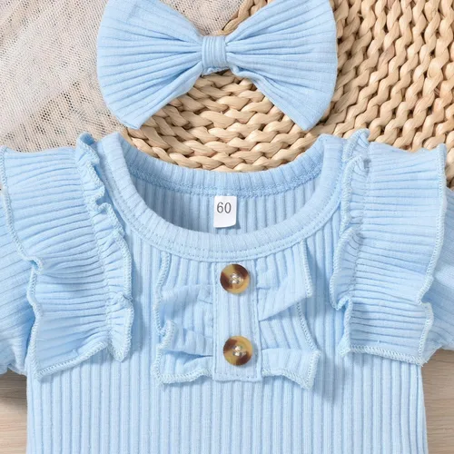 Miniatura 41 de Aalizzwell Body de manga corta para bebé niña con pantalones cortos acanalados
