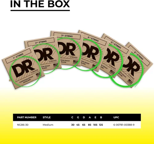 Miniatura 4 de DR Strings Cuerdas para bajo HI-DEF NEON (NGB6-30)
