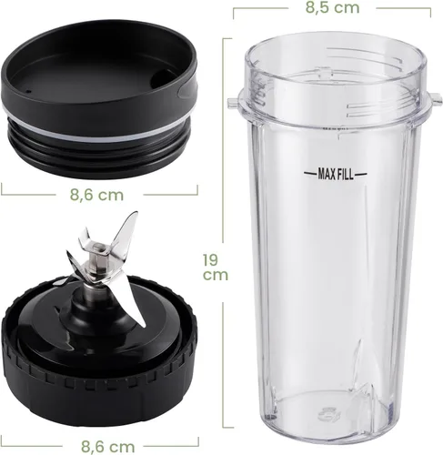 Miniatura 3 de Equust Juego de 5 tazas de repuesto para licuadora Ninja de una sola porción de 16 onzas con tapas Sip & Seal, cuchilla extractora de 6 aletas