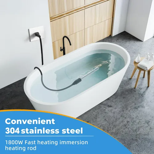 Miniatura 3 de Calentador de agua de inmersión de 1800W, calentador de piscina eléctrico totalmente sumergible, calentador de bañera de acero inoxidable