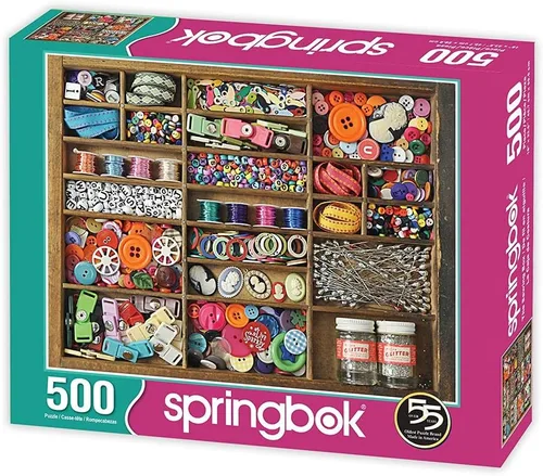 Miniatura 2 de Springbok 's Rompecabezas de 500 piezas La caja de costura, multicolor