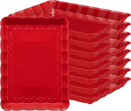 Miniatura 21 de Plasticpro - Bandejas de plástico para servir, rectangulares, 9 x 13 pulgadas, plato desechable para fiesta, incluye 4 bandejas Transparente