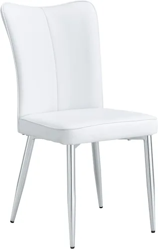 Miniatura 17 de Juego de 2 sillas de comedor, sillas de comedor modernas, equipadas con cojines de respaldo de cuero PU y patas de metal negro, adecuadas