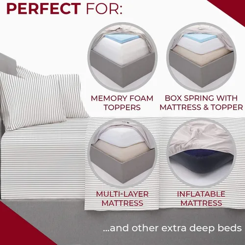 Miniatura 4 de Mellanni Sábanas extra profundas King – 4 piezas de ropa de cama de la colección icónica – Lujo de hotel, ultrasuaves, sábanas refrescantes – 3394