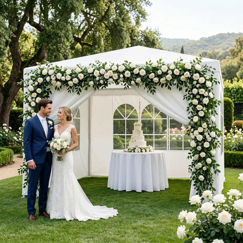 Miniatura 6 de Carpa para exteriores de 10 x 10 pies, tienda de campaña para fiestas de boda, cenador portátil, carpa con toldo, camping, refugio, almacenamiento